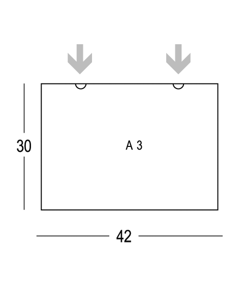 Exhibidor de plexiglas para los planos de las plantas, formato A3.